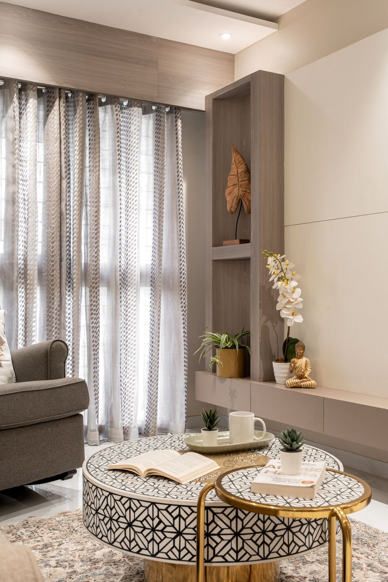 TV wall niche and inlay coffee tables