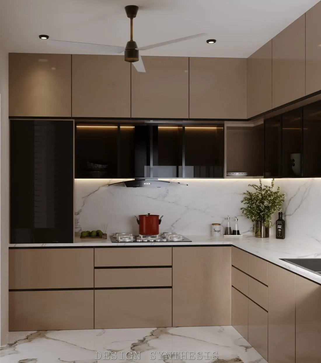 3D design · L-shaped modular kitchen